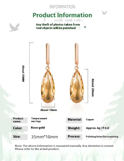 14K Gold Teardrop Champagne Earrings