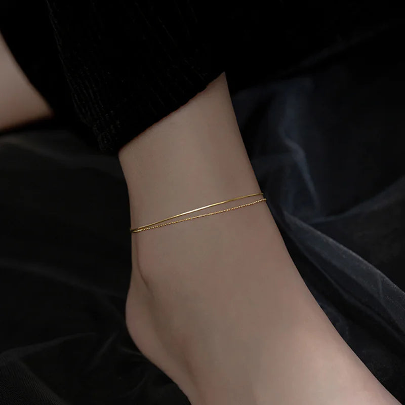 14K Gold Electroplated S925 Silver Anklet