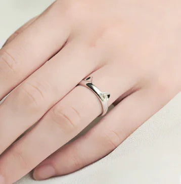 14K White Gold Plated Cat Ring