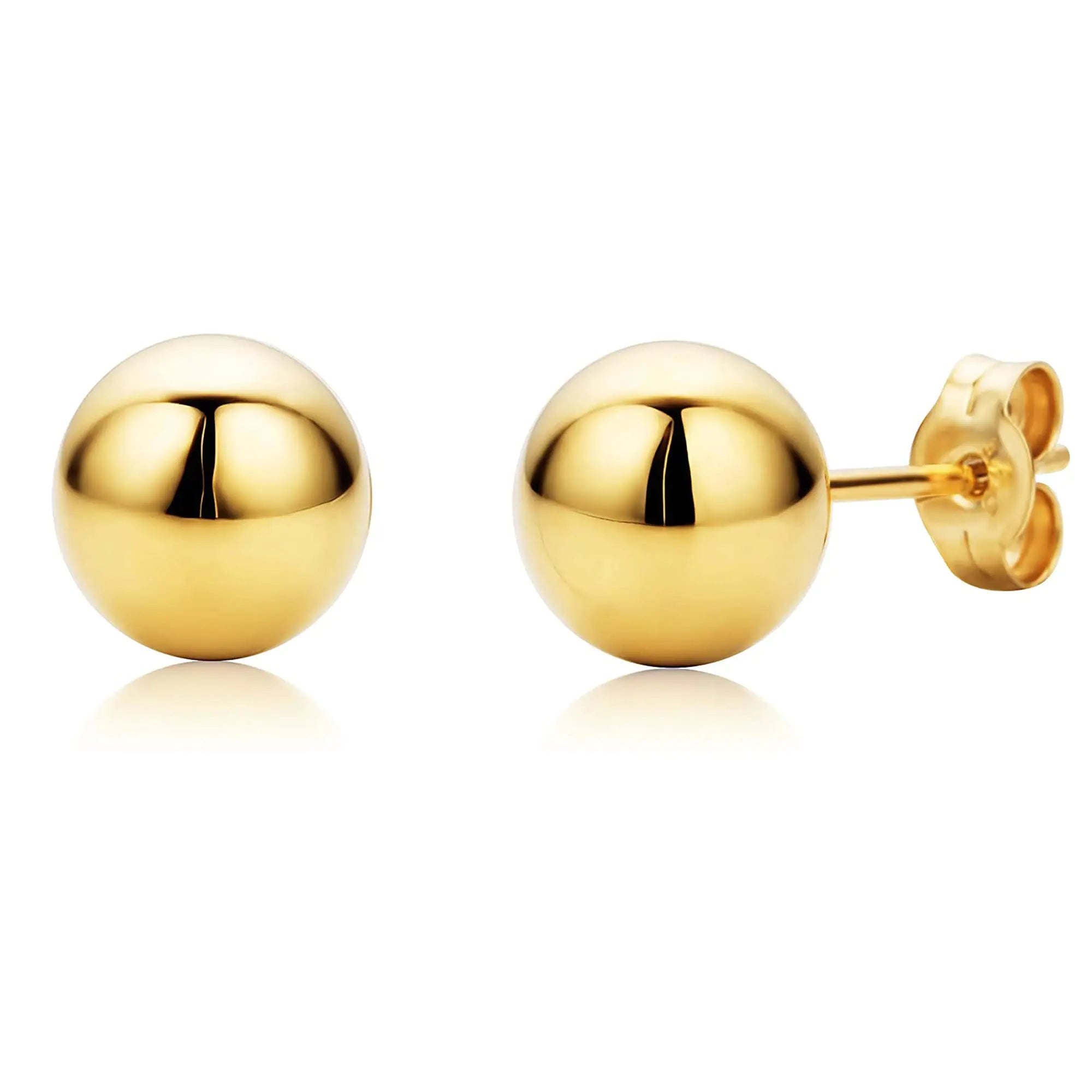 14K Yellow Gold Ball Stud Earrings 10mm
