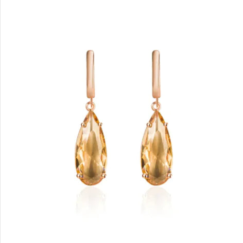 14K Gold Teardrop Champagne Earrings