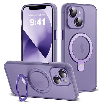 Funda para iPhone 11 con Soporte de Anillo Magnético Invisible [Protección Completa para la Lente de la Cámara] [Compatible con Mag-Safe] Funda Fina Translúcida Mate de Grado Militar para iPhone 11 6.1", Rosa