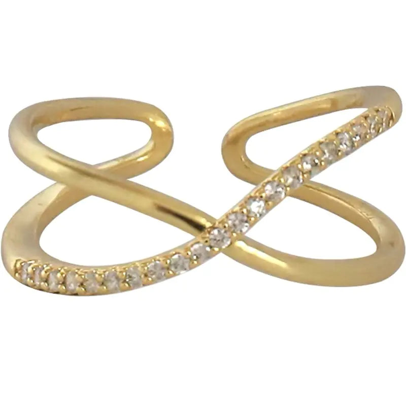 14K Gold Ring with French Diamond Design